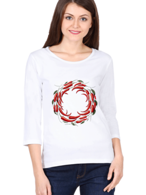 Female Round Neck Full Sleeve Cotton T-Shirt