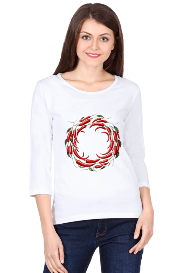 Female Round Neck Full Sleeve Cotton T-Shirt