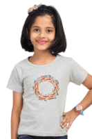 Girl Round Neck Half Sleeve Classic Carrot Print Cotton T-Shirt