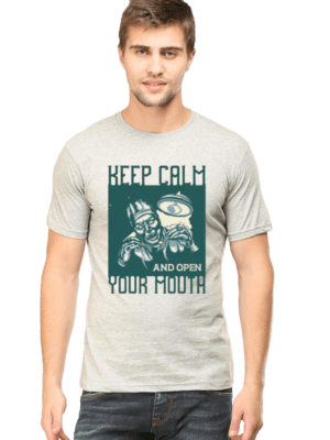 Male Round Neck Half Sleeve Classic Keep Calm Cotton T-Shirt