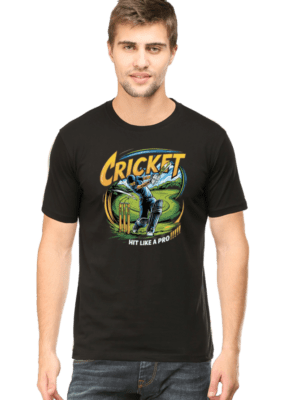 Male Round Neck Half Sleeve Classic Cricket Cotton T-shirt