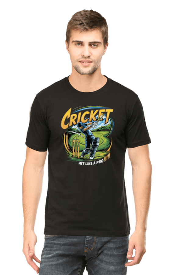 Male Round Neck Half Sleeve Classic Cricket Cotton T-shirt